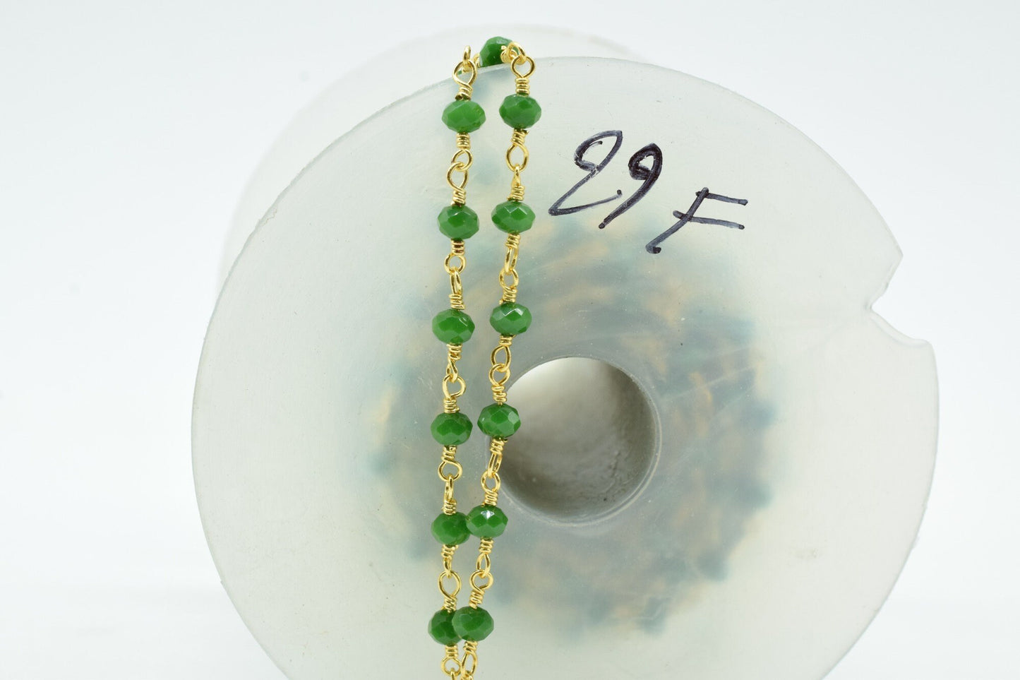 Green Agate 3mm Beaded Chain,Green Agate Faceted Beads Wire Wrapped Chain,Brass chains,Jewelry Making Chain,Green Agate Beads rosary Chain