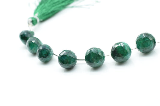 Emerald 10mm onion Shape Briolettes,Emerald Side drilled Briolette,Jewelry making supplies,craft supplies,Emerald Briolette strand,Gemstone
