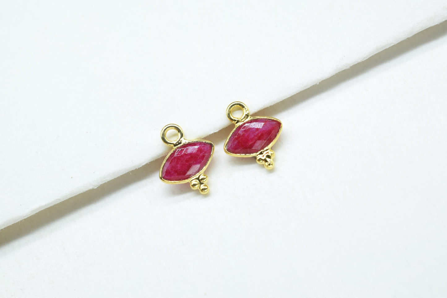 Gemstone Ruby Charms Pendant/Marquise Shape Pendant/Handmade Pendant/Tiny Pendant/Necklace Connector jewelry/Ruby Charms Jewelry/B'day Gift