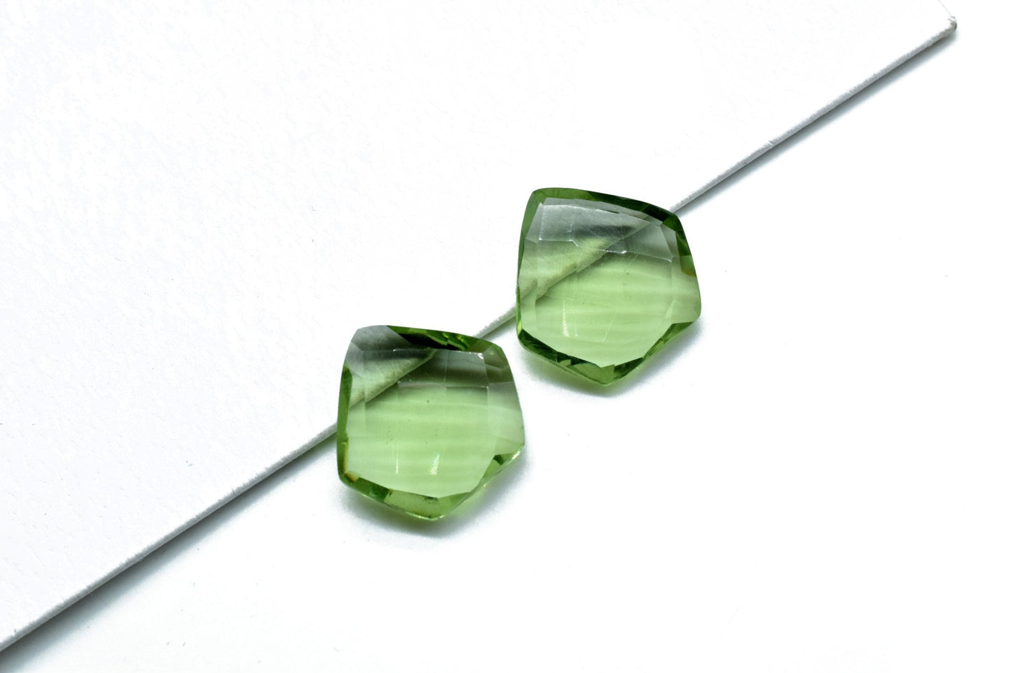 Green Amethyst Fancy Shape Briolettes,15mm Fancy Shape Beads,Green Quartz Faceted Beads,Green Amethyst Briolettes,Earring Making Gemstone