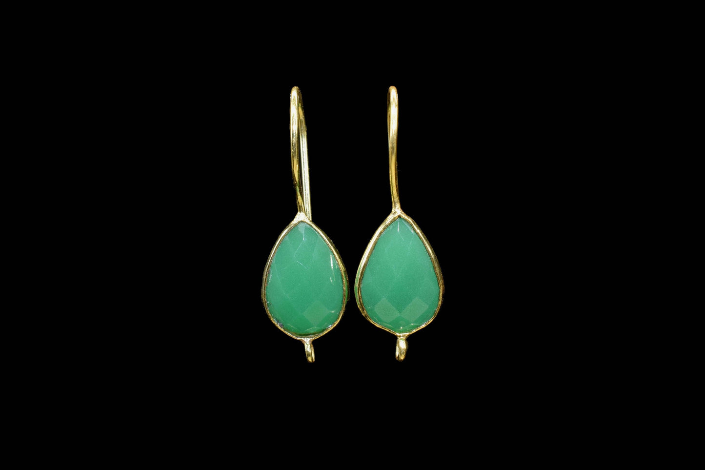 Green Onyx 9x13mm Teardrop Earring Connector,Green Jewelry,bezel frame Connector,Earring Studs Connector,Jewelry Making,Green Onyx Component