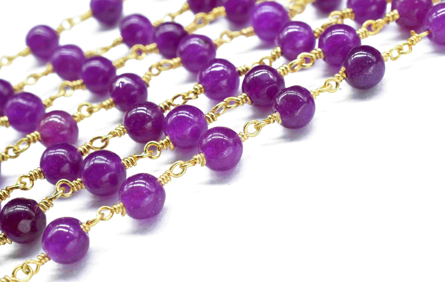 Purple Jade 6mm Round Smooth Chain,Gemstone Beaded Rosary Chain,Handmade Jewelry,Wire Wrapped Rosary Chain,beads Rosary chain Necklace,Gift