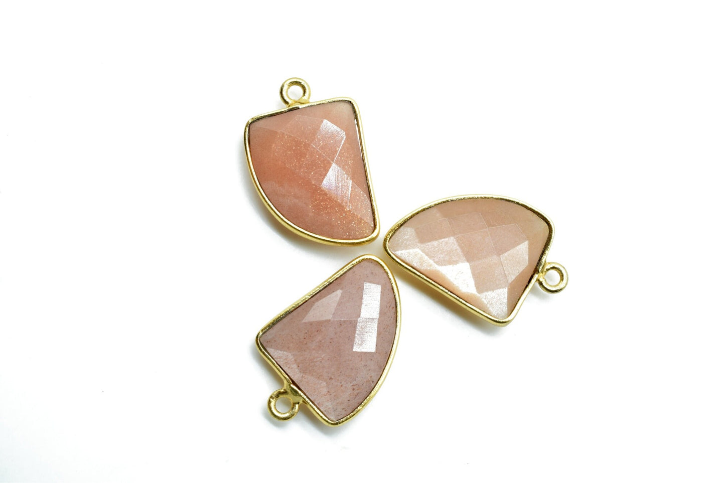 Peach Moonstone 12x15mm Horn shape Single bail Connector,Bezel links Connector,jewelry making Connector,Single Loop Connector,peachMoonstone