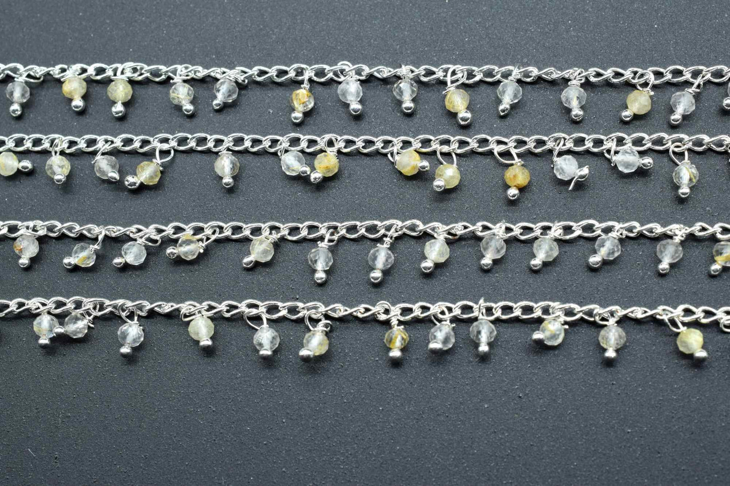 Golden Rutile Cluster Rosary,Bulk Rosary Roll,Wire Wrapped Beads Rosary,Dangling Rosary Chain,Jewelry Making Beaded Chain,Golden Rutile Bead