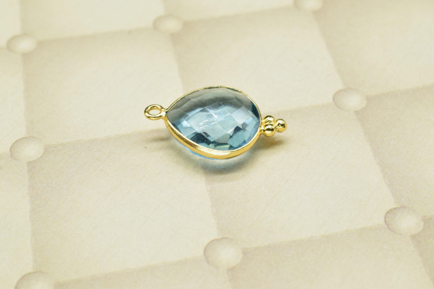 Sky Topaz Gold Plating Pendant,Gemstone Faceted Light Bezels Jewelry,Sky Topaz charms Connectors,Sky Topaz Gemstone 14mm Heart Shape Bezels