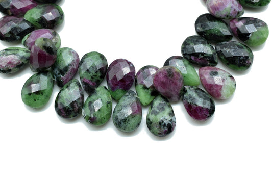 Natural Ruby Zoisite Faceted Pear Shape Beads,Wholesale Ruby Zoisite Gems Beads,9x12mm Ruby Zoisite Pear Shape, 9 Inch Teardrop Beads Strand