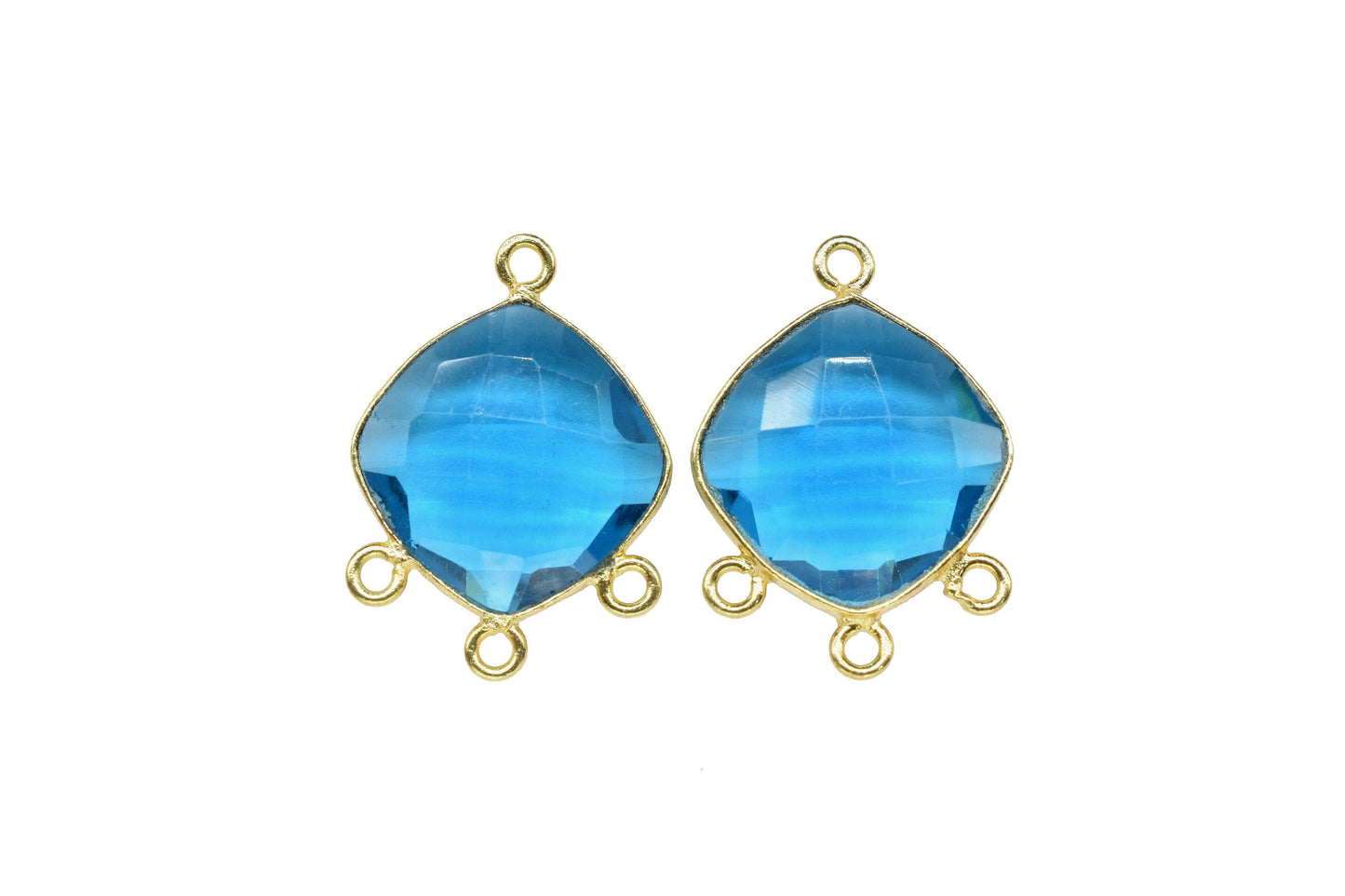 Neon Apatite 14mm Cushion shape Charm,Neon Apatite Gemstone Faceted Bezel,Apatite Gold Plating Single Bail Pendant,Neon Apatite Bezel charm