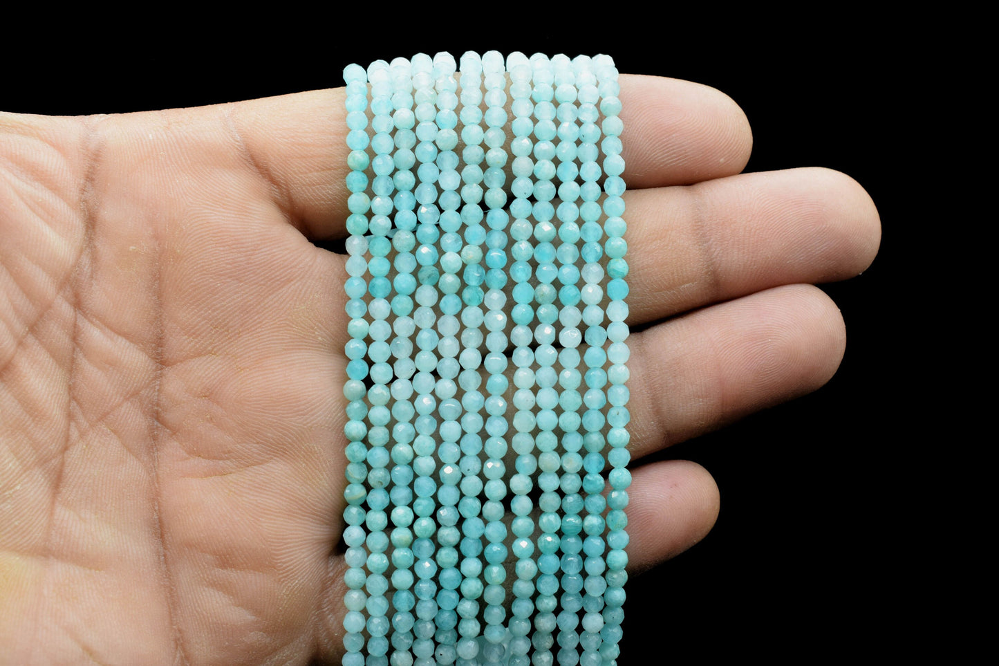 Amazonite Faceted Rondelle Beads,3mm Rondelle Beads,Amazonite Beads,13"Strand,Micro faceted beads,Gemstone Beads Jewelry Making supply,Gift
