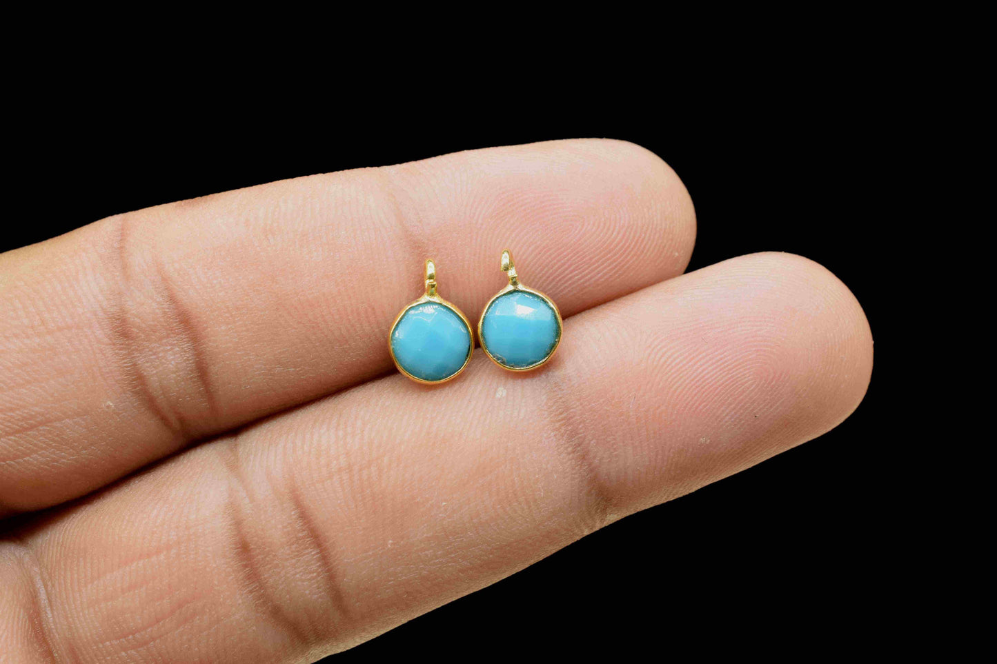 Turquoise 6mm Round Earring Connector,Gemstone Connector Stud,Craft Supplies,Jewelry Finding,Jewelry Making Connector,Turquoise Stud Earring