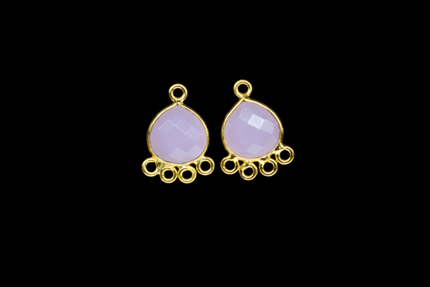 Rose Quartz Heart Shape Pendant/Gold Plated Charms Jewelry/Handmade Connector Jewelry/Connector Charms/Station Bezel Link Supplies/Gift