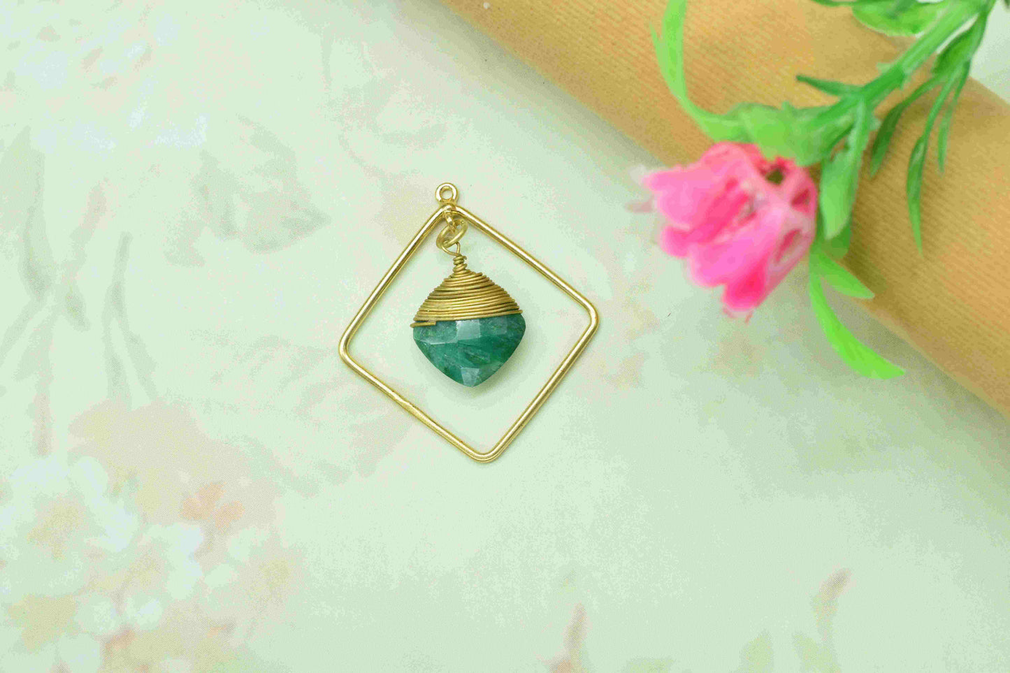 Gemstone Square Bezel Pendant Connectors,Beads Pendant Jewelry,Station Finding Link,Gemstone Craft Supply,Handmade Square Beads Jewelry,Gift