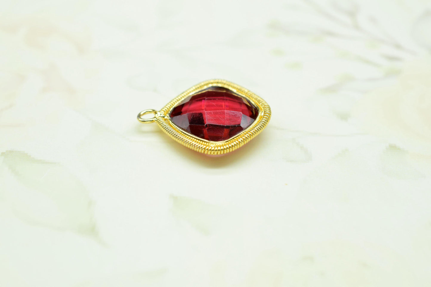 Pink Tourmaline 14mm Bezel Charms,Gemstone Cushion Bezel,Boho Pendant Charms,Single Loop Connector,Handmade Charm,Component Pendant Jewelry