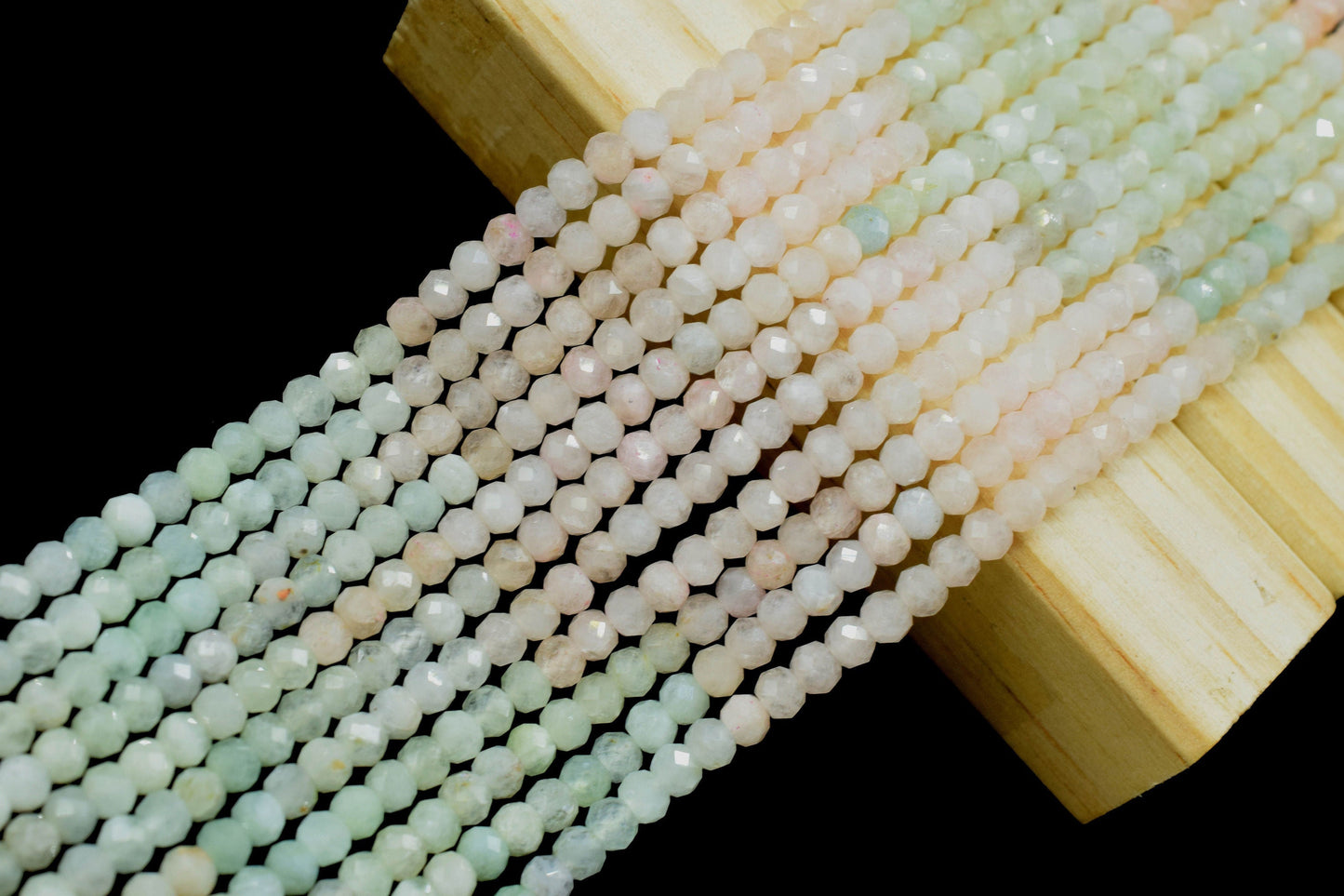 Natural Aquamarine Faceted Beads,3mm Rondelle,Aquamarine Shaded Beads,Micro faceted beads,Gemstone Beads Strand,Rose Quartz Beads Jewelry