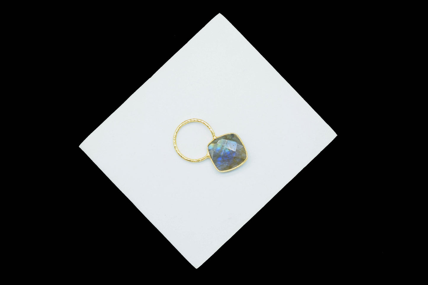 Labradorite Pendant/Gemstone Component/Charm Pendant/Necklace Pendant/Cushion Shape Charm/Wholesale Supply/Gold Plated Jewellery/Gift