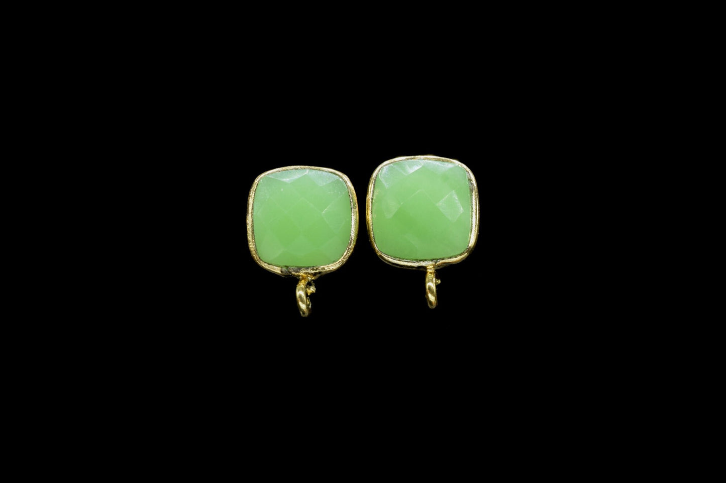 Chrysoprase 8mm Earring Connector,Jewelry,Cushion Earring Connector,Jewelry Making Components,Chrysoprase Ear Stud,Jewelry Supplies,Findings