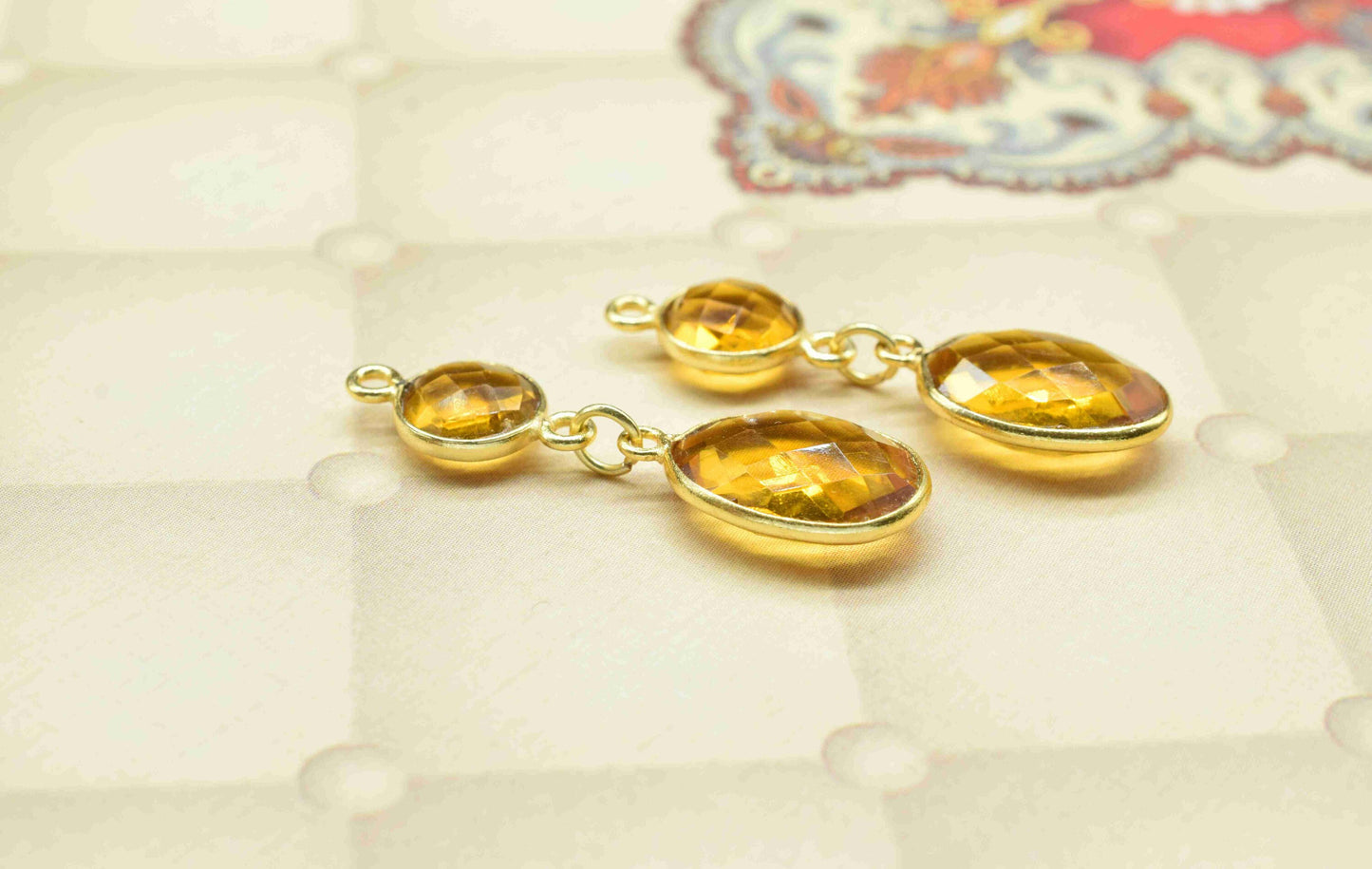 Citrine Quartz Dangle pendant Charm,Handmade jewelry,Necklace Connector,Component pendant,Station Link,Multi Gemstone Dangle Earring Gift