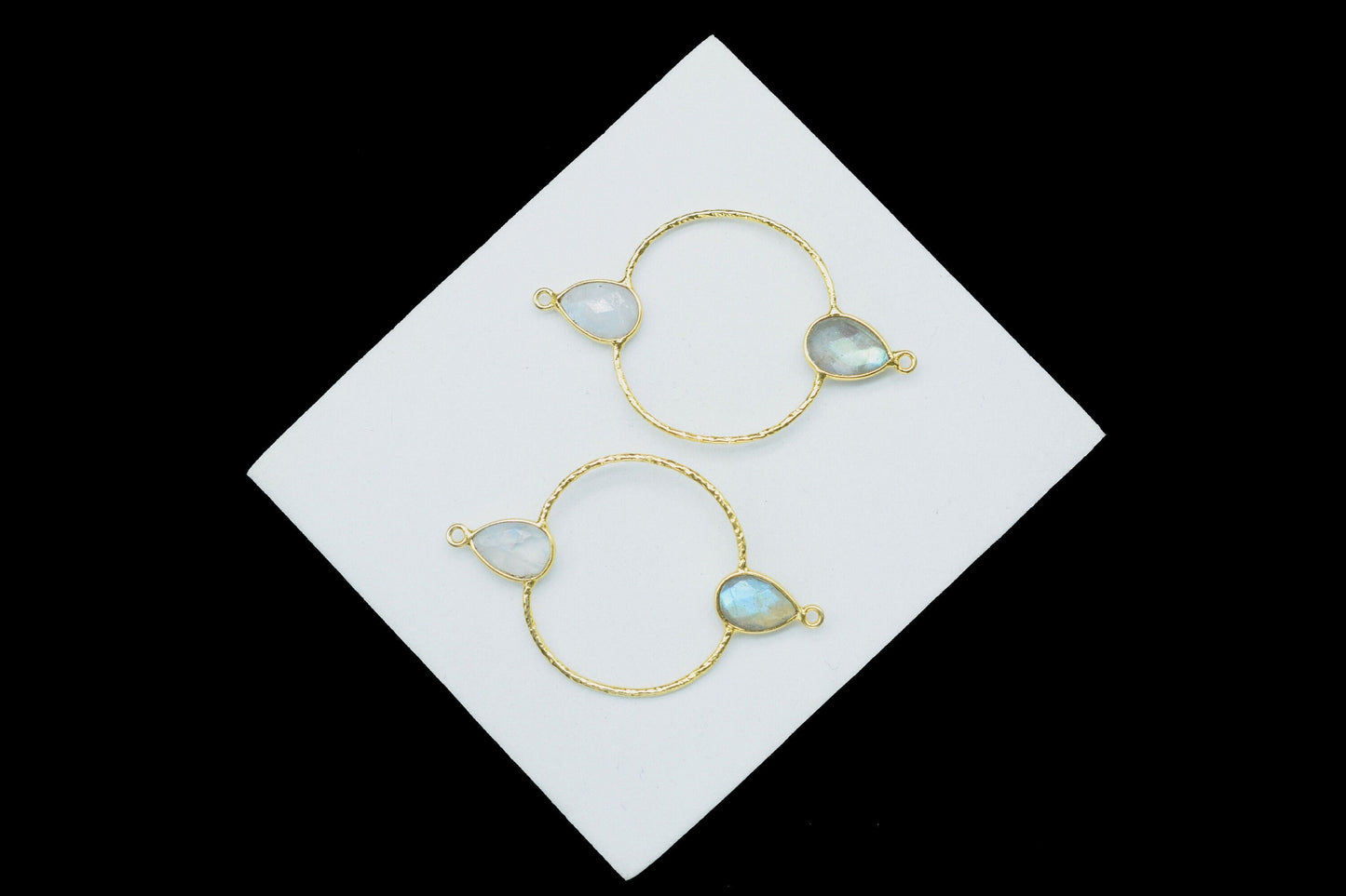 Labradorite Bezel Double Bail Connector,Emerald jewellery,Moonstone Double Bail Connector,Natural Gemstone Jewelry Components,Gemstone Bezel