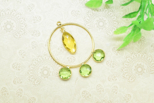 Citrine Dangle Component Earring,chandelier Earring,Green Amethyst Earring,Connector jewelry,Gemstone Component,Finding Round Earring,Gift