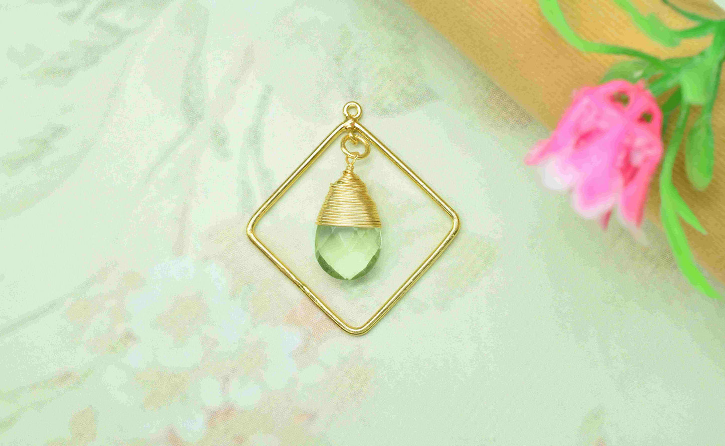 Handmade Square Pendants,Finding Square Connectors,Teardrop Beads Dangle Earring,Station Link Supply,Gemstone Jewelry,Wire Wrapped Component