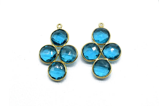 London Blue Topaz Pendant,Topaz Gemstone bezel Component,Blue Topaz Bezel Pendant,Topaz Bezel Earring,Topaz Attached Bezel,Gift Pendant
