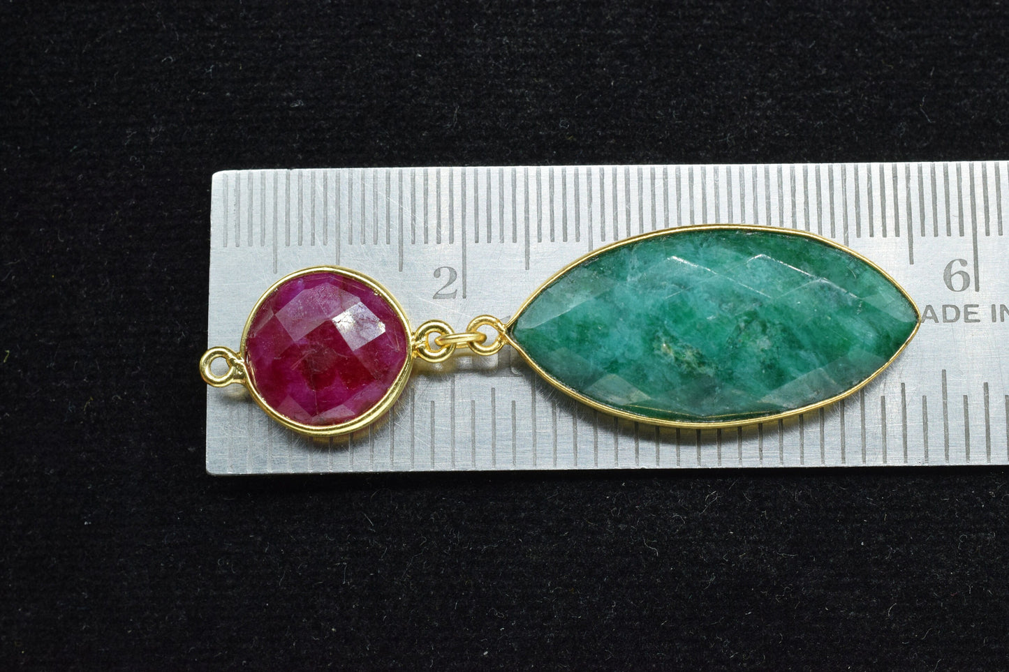 Ruby Component pendant,Dangle pendant Charms,Multi Gemstone Dangle Earring,Necklace Connector,Emerald Bezel Connectors,Handmade jewelry Gift