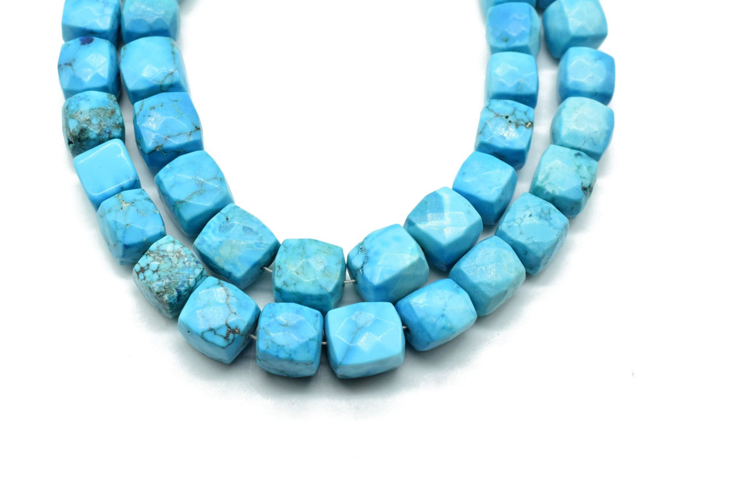 Copper Turquoise Faceted 7mm Cube Beads,Genuine Natural Blue Turquoise,Micro Faceted Laser Diamond Cut 8" Strand,Turquoise Rectangle Nuggets