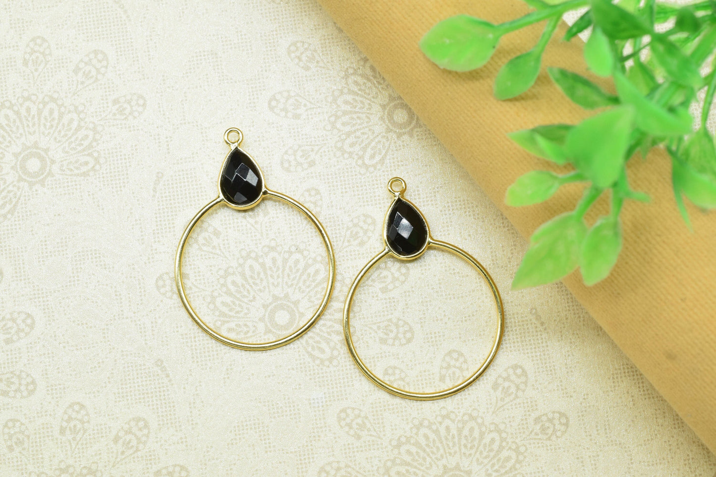 Gemstone Teardrop Earrings,Circle Handmade Pendants,Single bail Station Connector Jewelry,Earring Components,Findings Bezel Charms Pendants