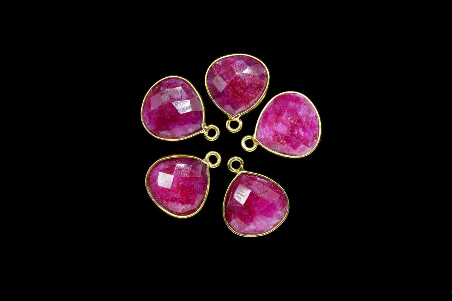 Genuine Ruby Connector,Single bail Connector,Jewelry making Connector,Bezel link Connector,12mm heart shape Connector,red gemstone Connector