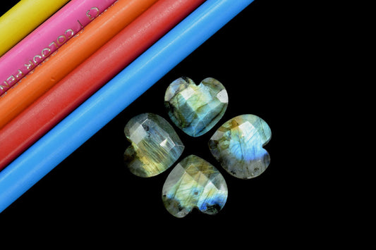 Labradorite Faceted Heart Briolette Calibrated 14 MM,Natural Blue Labradorite Faceted Heart Shape Briolettes Gemstone, Jewelry Making Beads