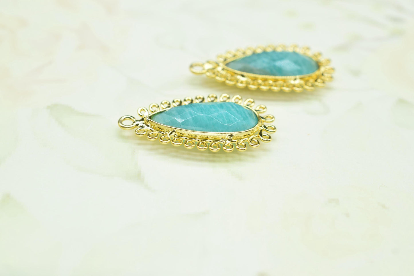 Amazonite 8x20 Teardrop Bezel Charms,Wholesale Jewelry,Single Bail Pendant,Gemstone Brass Component,Handmade Jewellery Connectors,Gift