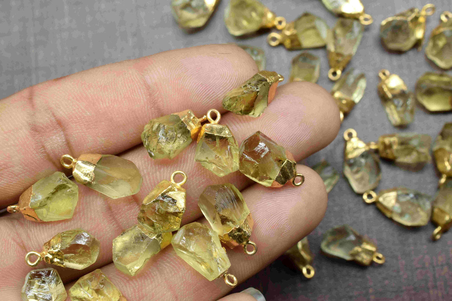 Natural Lemon Quartz Pendants,Yellow Gemstone Gold Plated Pendant,Raw Lemon Quartz necklace,Loose Rough Stone Pendant,Lemon Quartz Raw Stone