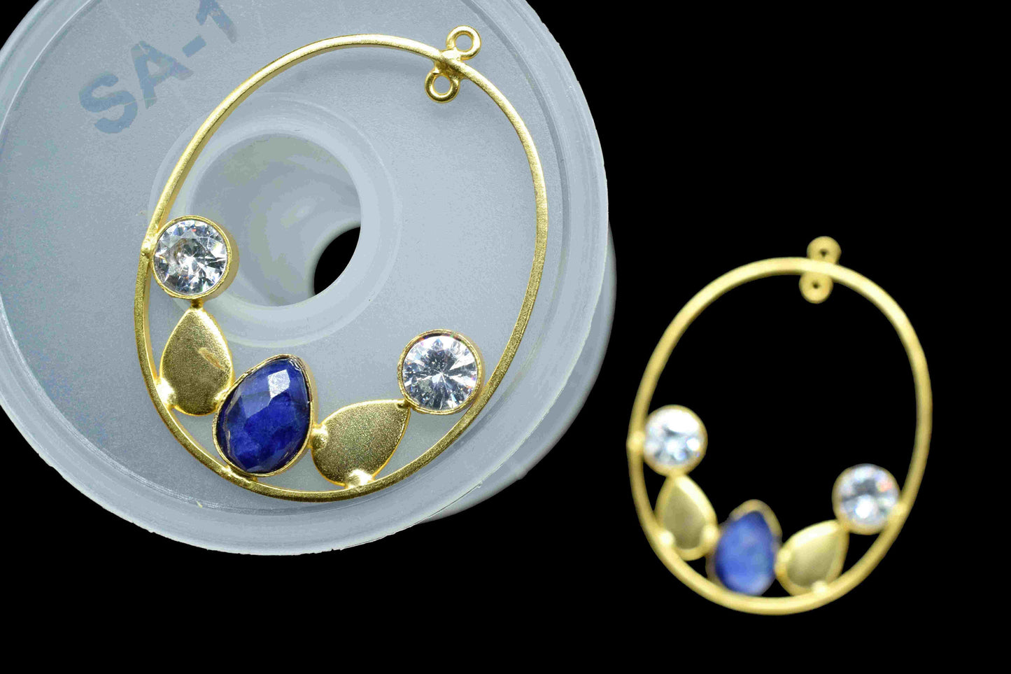 Multi Stone Labradorite Zircon Gemstone Pendant,Finding Oval Shape Single Bail Charm,Finding Gold Plated Connectors,Labradorite Earring,Gift