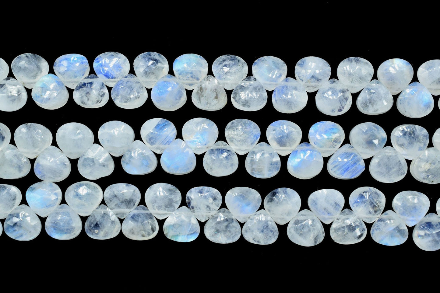 Moonstone 6mm Heart Shape Briolettes,Rainbow Moonstone Briolette,AAA Quality Briolette,7''pear shape strand,Blue flash moonstone Briolettes