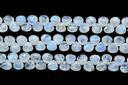 Moonstone 6mm Heart Shape Briolettes,Rainbow Moonstone Briolette,AAA Quality Briolette,7''pear shape strand,Blue flash moonstone Briolettes