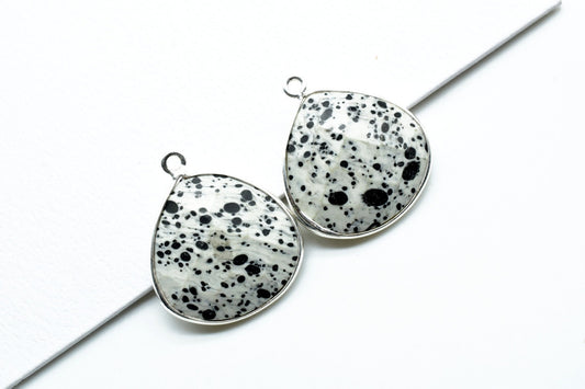 Dendrite Opal 20mm Heart Shape Charm,Dendrite Opal Faceted Heart Shape Connector,Bezel Heart Shape Connector,Single Flat Bail links, charms