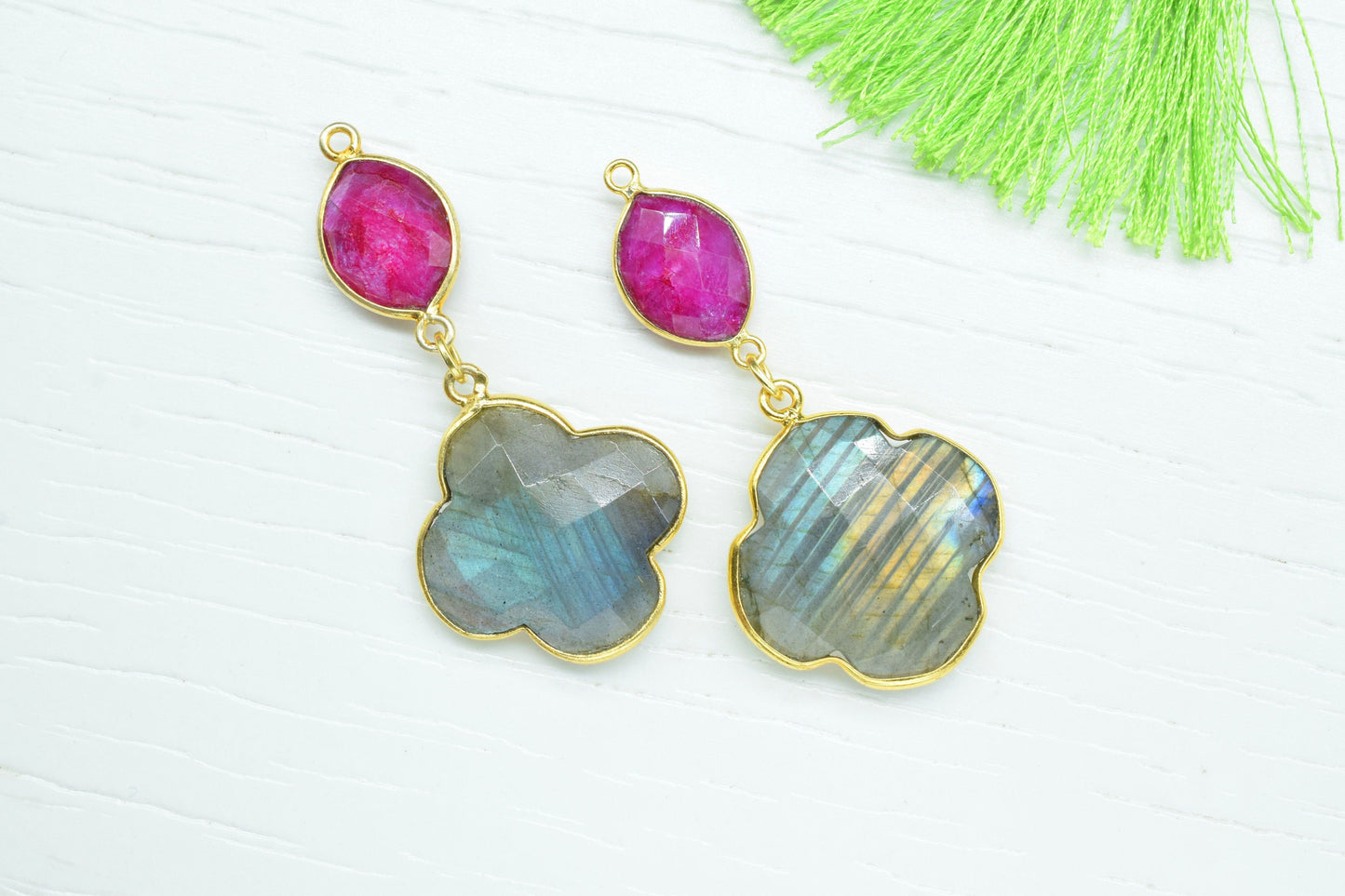 Labradorite Dangle Component pendants,Multi Stone Dangle Earring,Necklace Connector,Ruby pendant Charms,Gemstone Bezel pendant,Handmade Gift