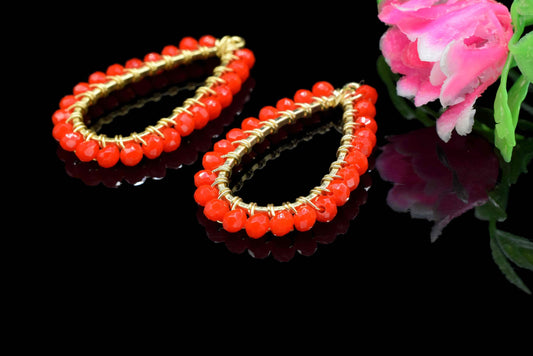 Red Coral Wire Wrapped Earring,Gemstone Component,Handmade Earring,Dangle Earring Component,Findings Earring Component,Connector Jewelry
