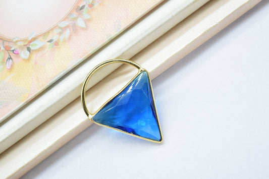 Blue Topaz  Connector, Triangle Shape Pendant Component,Handmade Connector, Triangle Shape Pendant,   pendant jewelry,