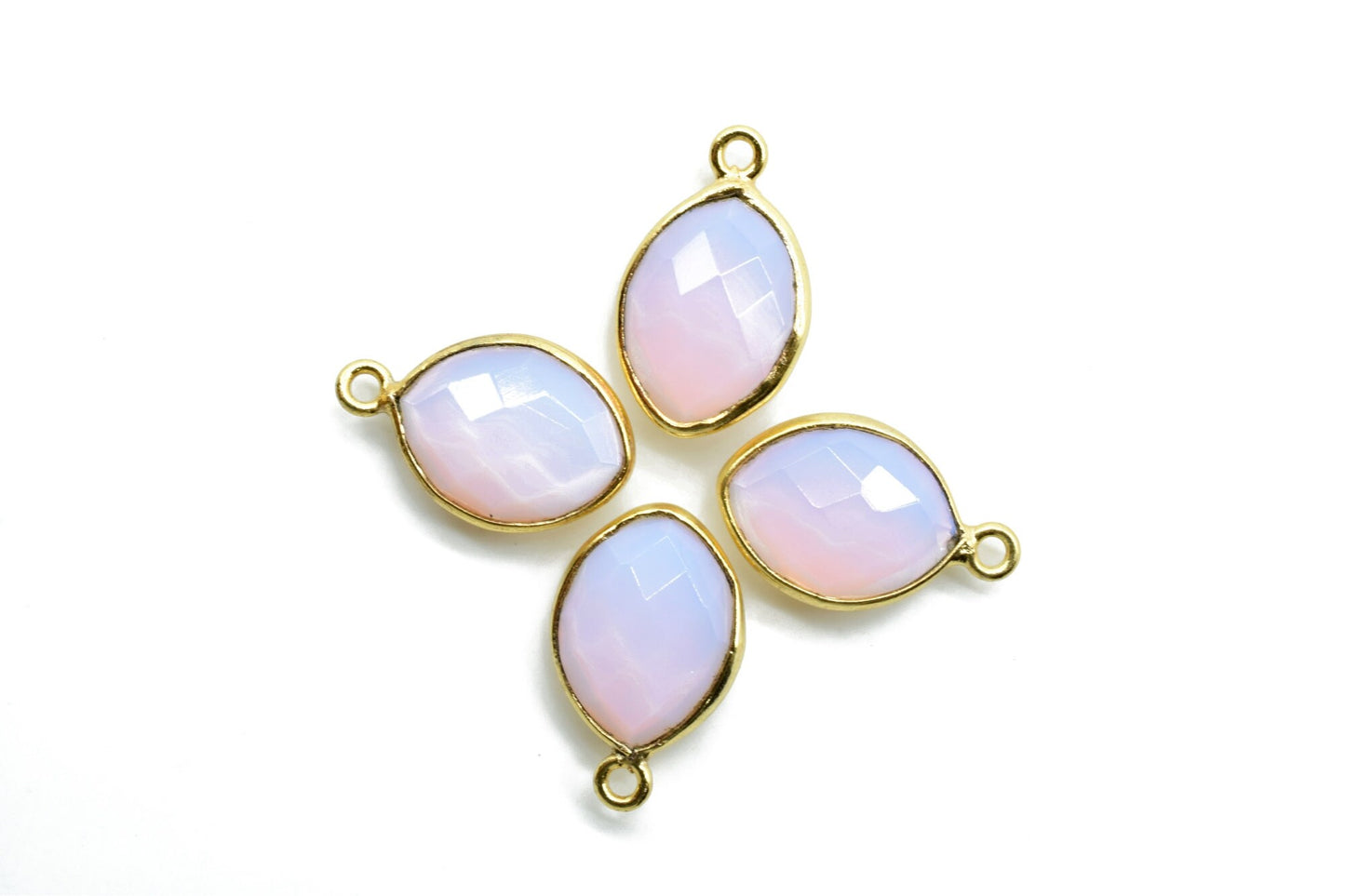 Pink Opal 10x13mm eye shape single bail connectors,Pink Opal pendant,Pink opal Gold Plated bezel,Hot Selling Pink Opal Single loop Connector