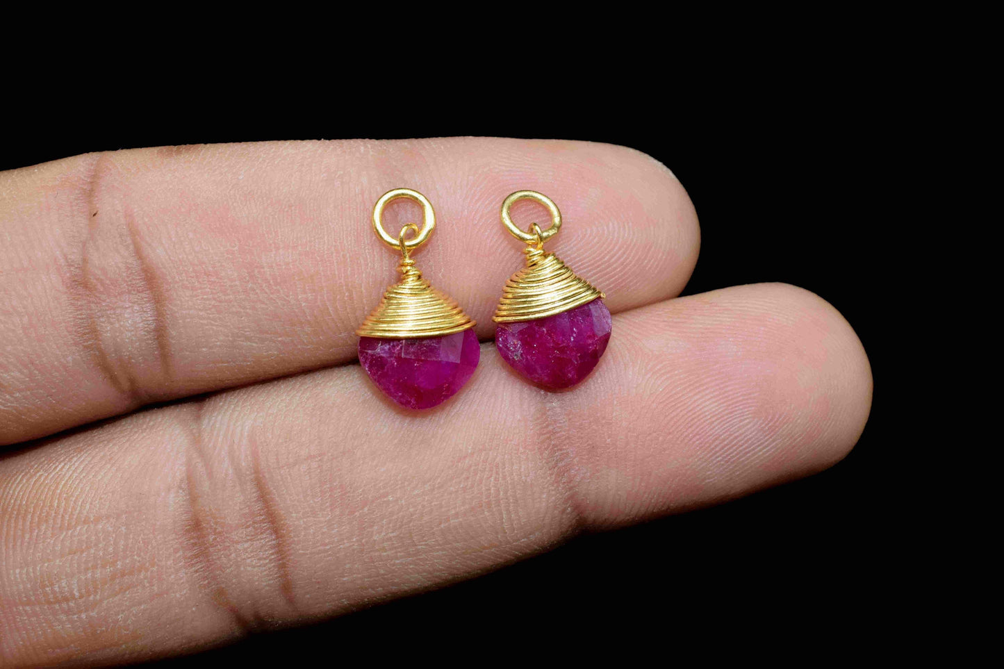 Natural Ruby Wire Wrapped Connectors, Square Gemstone Connector, Jewelry Making Supply,Single Loop Connectors Gift,Ruby Wire Wrapped Pendant
