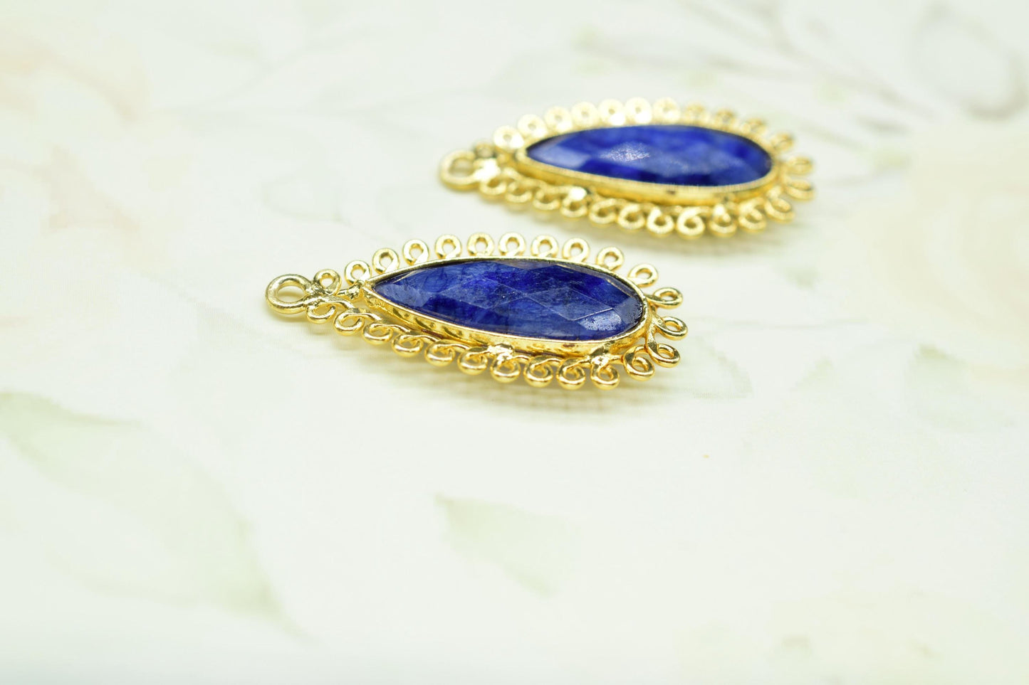 Blue Sapphire 8x20 Teardrop Bezel Charms,Wholesale Jewelry,Single Bail Pendant,Gemstone Brass Component,Handmade Jewellery Connectors,Gift