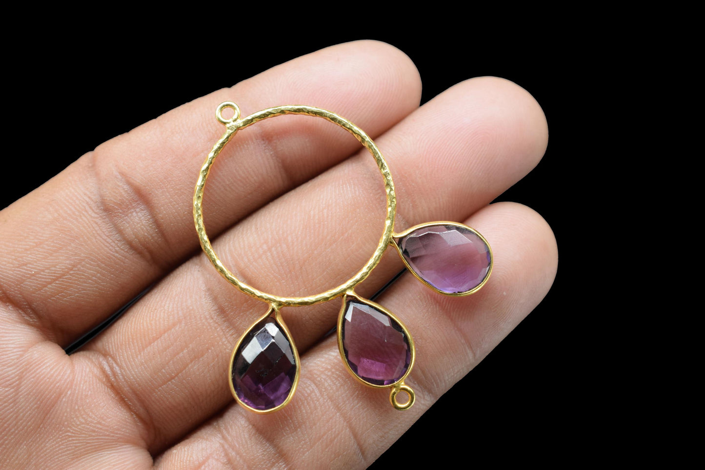 Amethyst Jewelry Pendant/Gold Plated Jewellery/Amethyst Connector Jewellery/Purple Amethyst Jewellery/Brass Connector Jewellery/B'day Gift