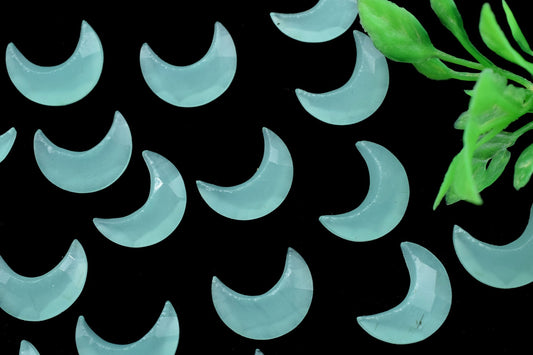 Aqua chalcedony 15mm Faceted Moon shape briolette,Aqua Chalcedony Gemstone, Moon Shape Beads,Crescent Moon Shape Stone,Drilled Gemstone Moon