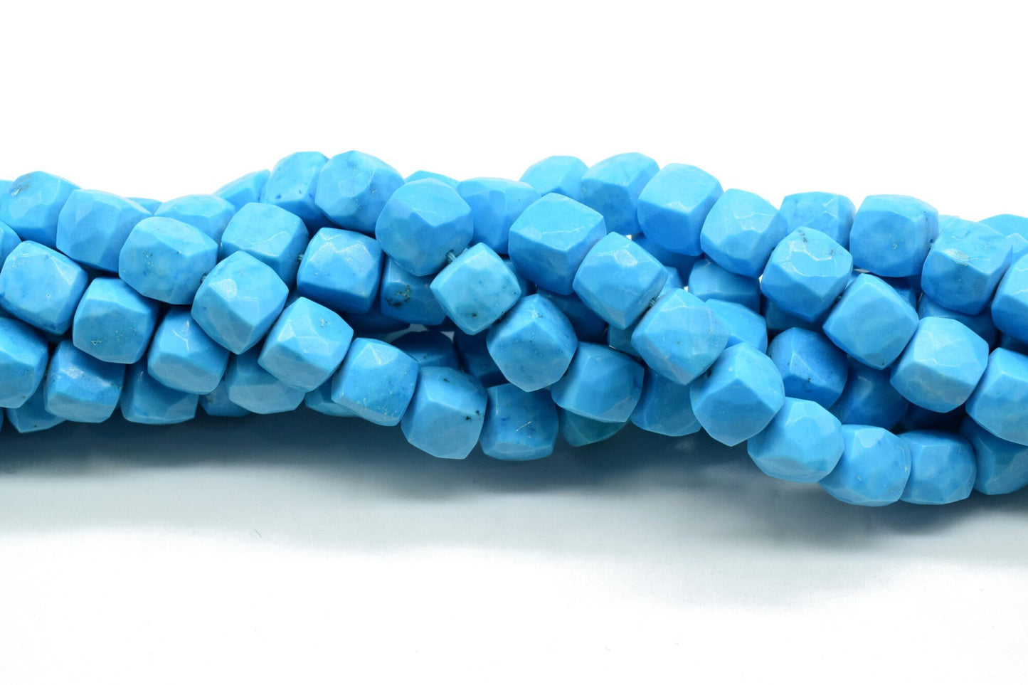 AAA Natural Turquoise Faceted 7mm Cube Beads Real Genuine Natural Blue Turquoise,Micro Faceted Laser Diamond Cut 8" Strand,Rectangle Nuggets