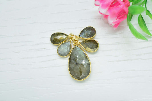 Labradorite 12x20mm Bezel Pendant,Labradorite Teardrop Gold Plated bezel,Labradorite Vermeil Bezel,jewelry making charm,multi gemstone,craft