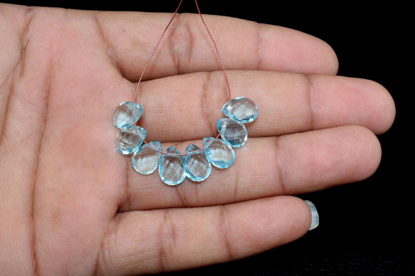 Sky Topaz Faceted Teardrop Shape Briolettes,Side drilled Briolette,Topaz Drop Briolette,Handmade Briolette,December Birthstone briolette