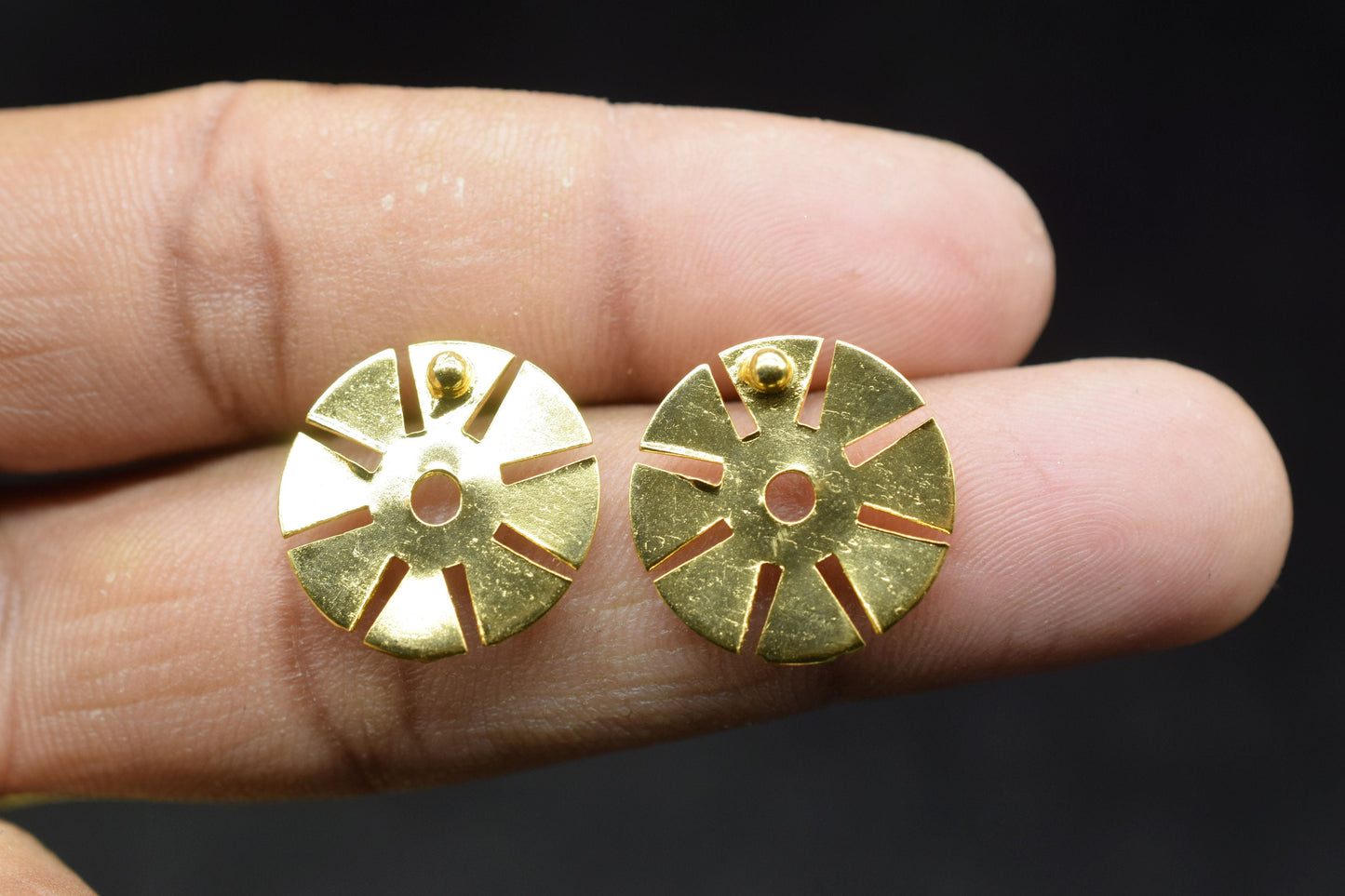 Gold Plated Brass Earring post Studs,17mm Round Earring connectors,Brass Earring charms,Earring findings jewelry,Earring connectors,B'Gifts