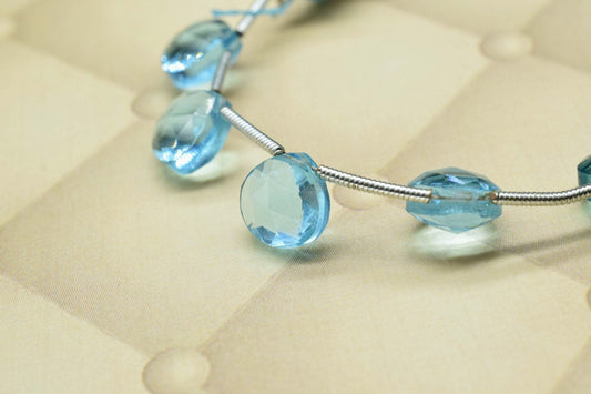 Sky Blue topaz 8mm Heart Shape Briolettes,Side drilled Briolette,Jewelry making supplies,craft supplies,Sky Blue topaz Briolette,Gemstone