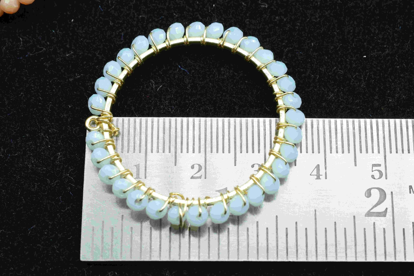 Chalcedony Wire Wrapped Dangle Connector,Circle Pendant Component,Handmade Earring,Beaded Hoops Earring,Finding Component Chalcedony Jewelry