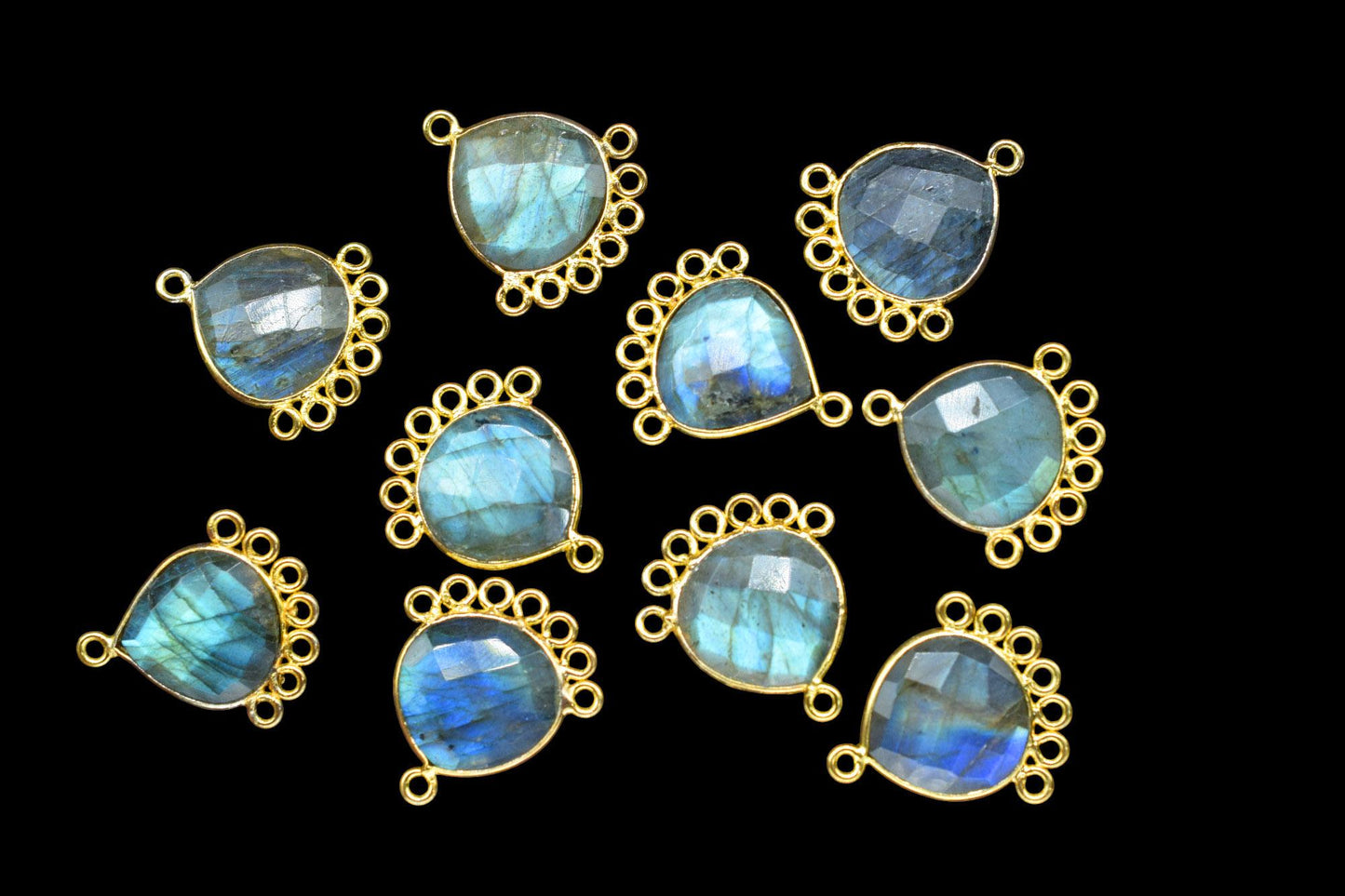 Labradorite 14mm Heart Bezel Charm/Charms Connector/Handmade Jewellery Connectors/Gemstone Brass Component/Women Jewelry/B'day Gift